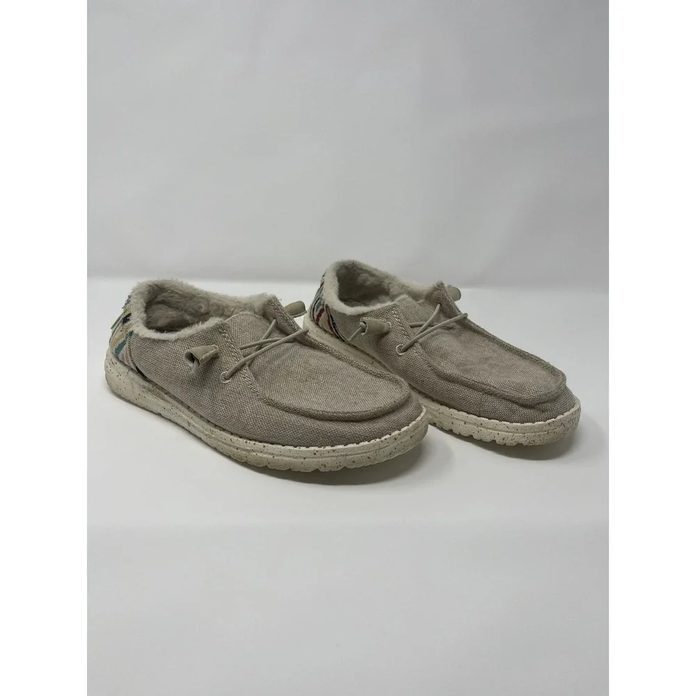 Hey Dude Womens Wendy Funk Wool Beige‎ Slip On Shoes Women's US Size 7